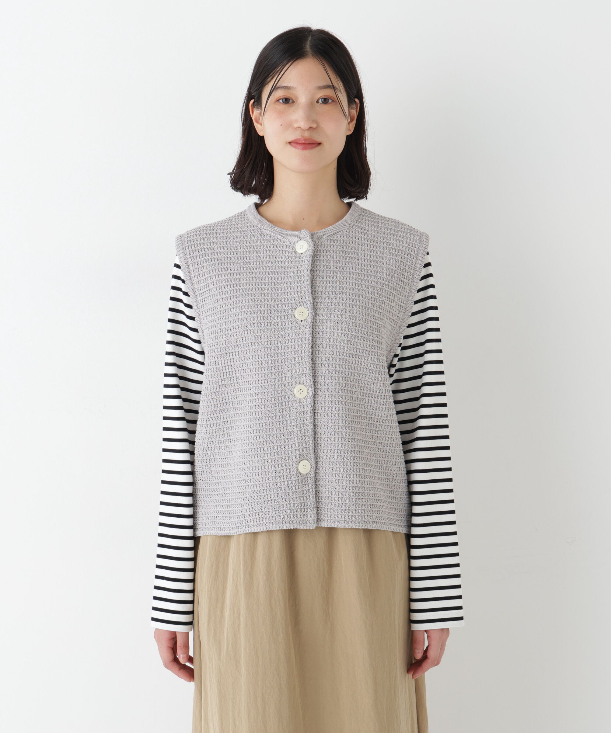  「◆ギマコットン地柄ベスト」|ニット・セーター|