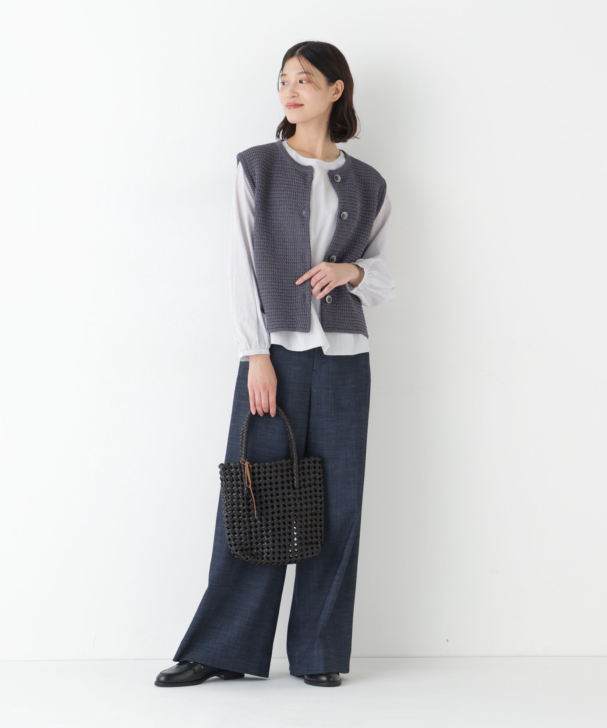  「◆ギマコットン地柄ベスト」|ニット・セーター|