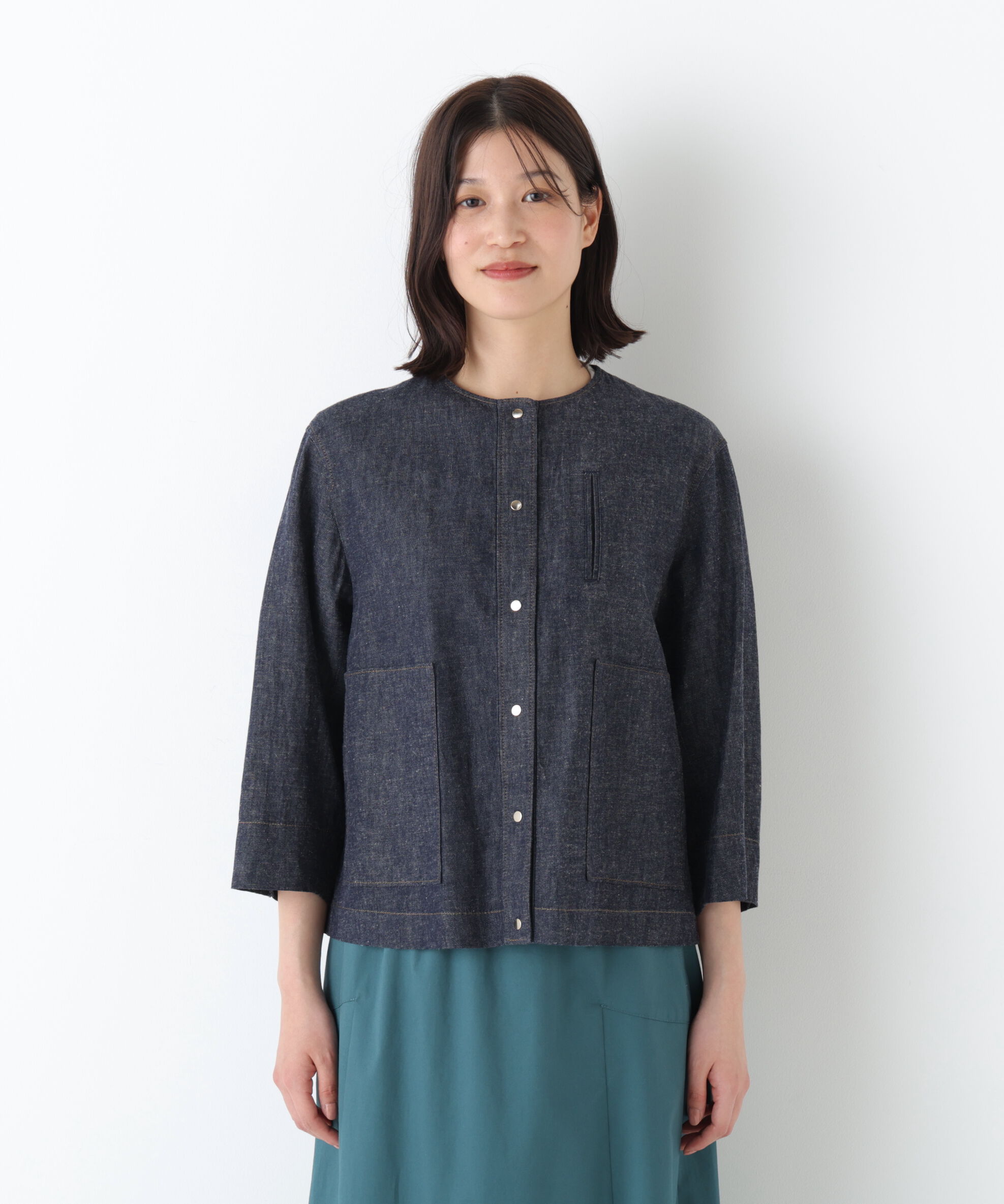  「◆綿麻ライトオンスデニムブルゾン」|ブルゾン・スタジャン|