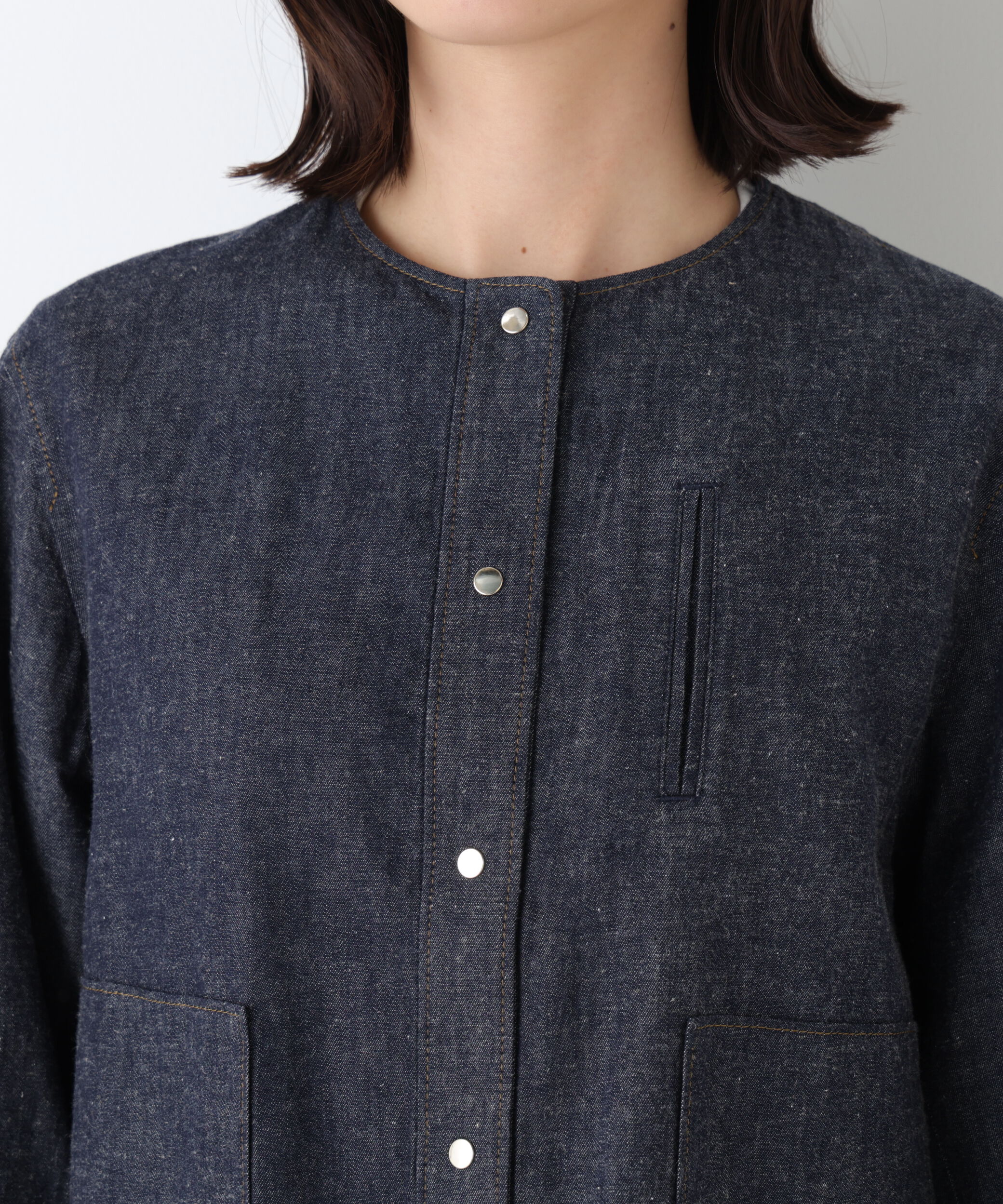  「◆綿麻ライトオンスデニムブルゾン」|ブルゾン・スタジャン|