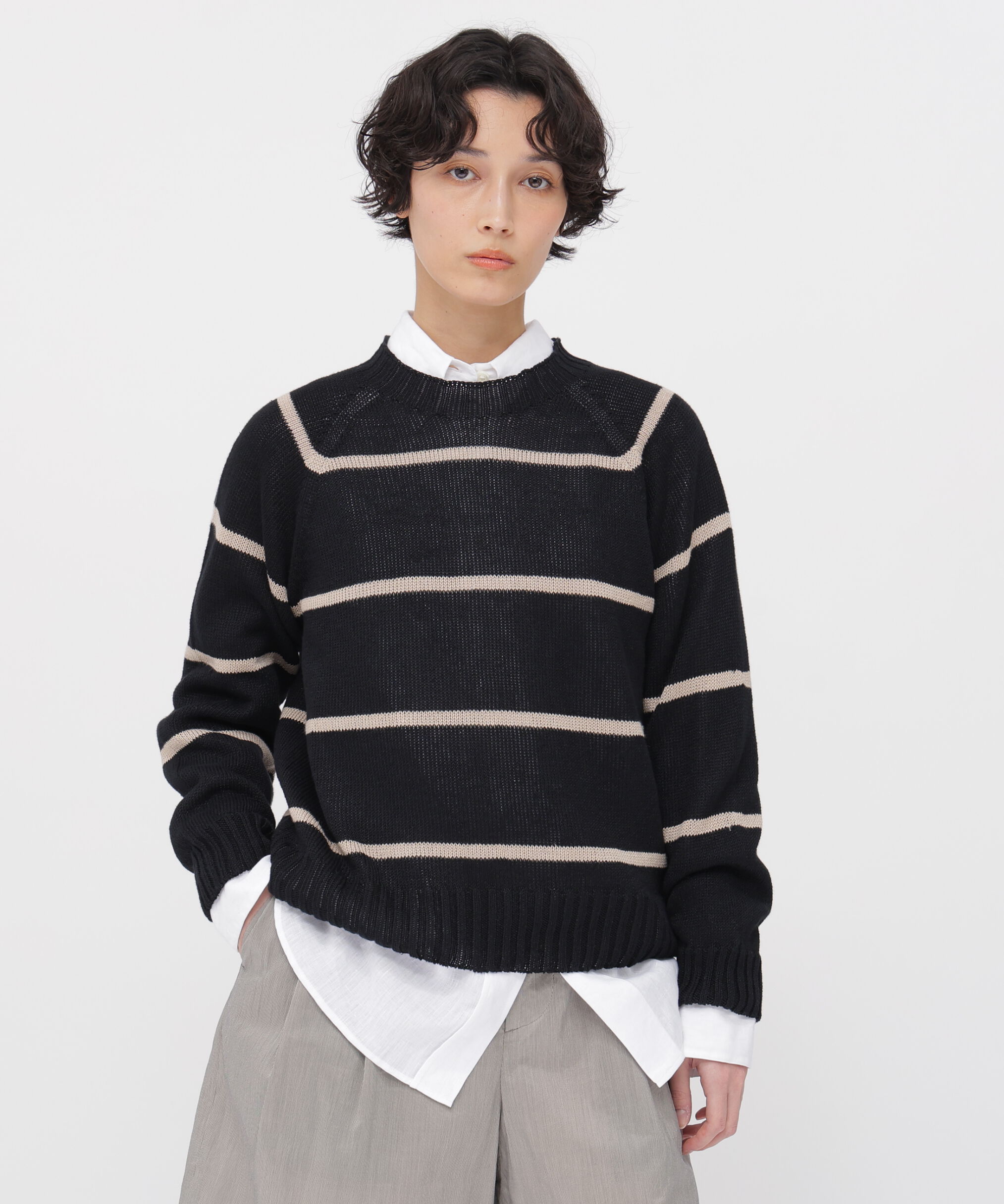  「LINEN COTTON KNITWEAR」|ニット・セーター|BLACK