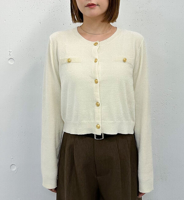 archives「ベロアライク金ボタンニットカーディガン」|カーディガン|