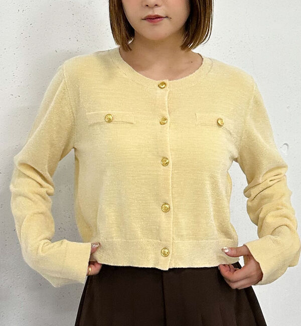 archives「ベロアライク金ボタンニットカーディガン」|カーディガン|