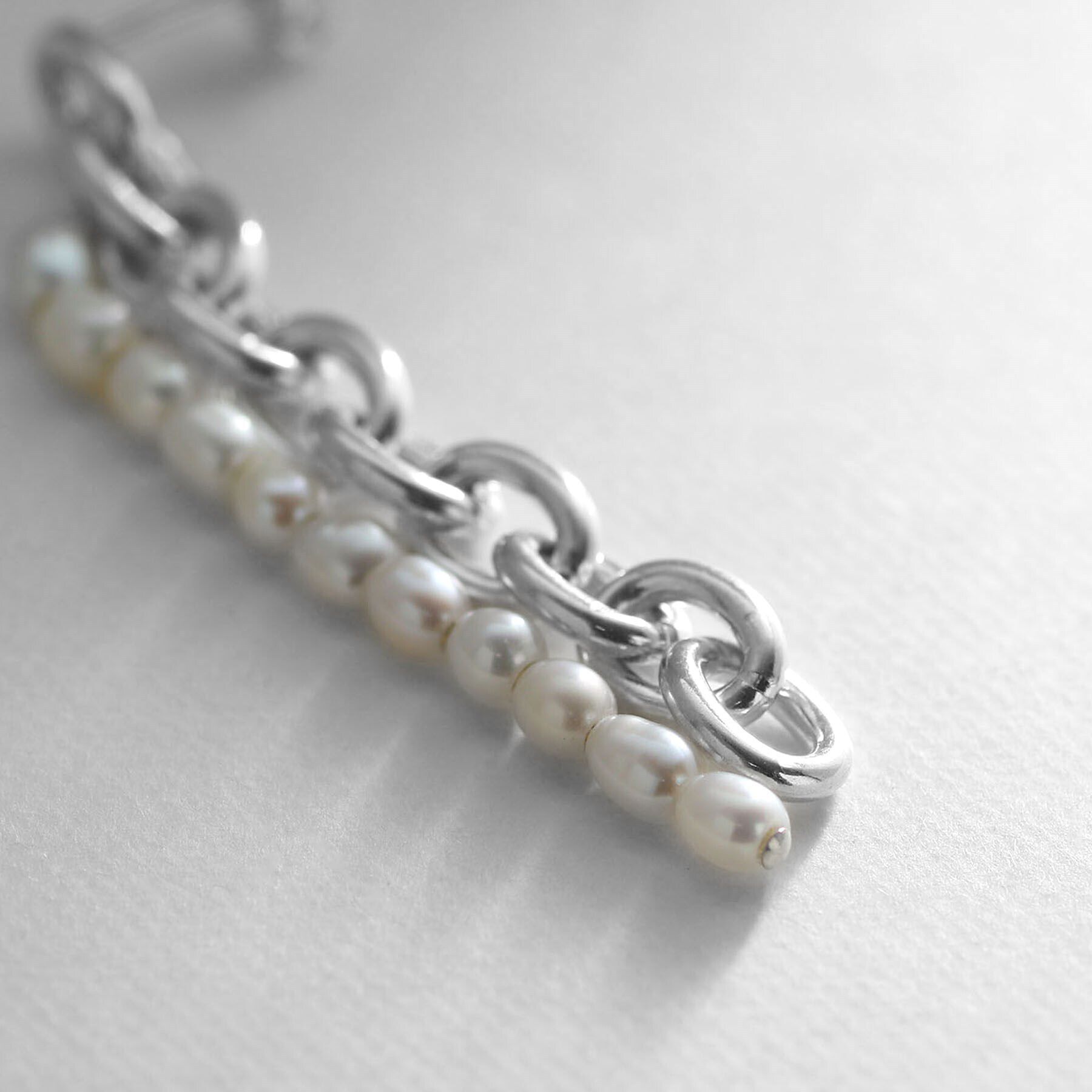 COCOSHNIK ONKITSCH「シルバー バロックパール チェーンコンビネーション スタッドピアス」|ピアス|