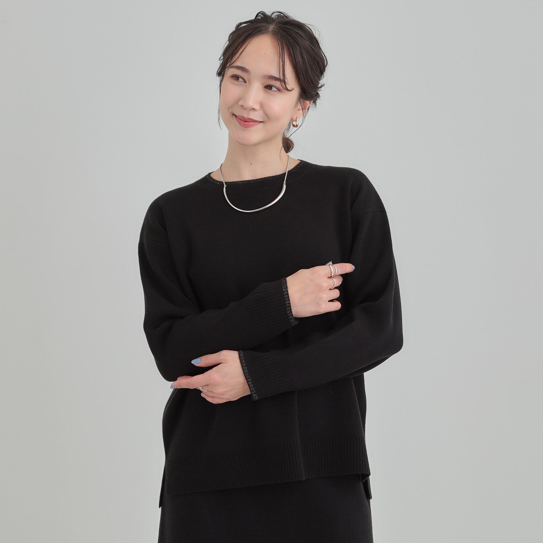 SHOO･LA･RUE「【洗濯機可/セットアップ可/毛玉になりにくい】ラメ使いで女性らしさをプラス クルーネックニット」|ニット・セーター|