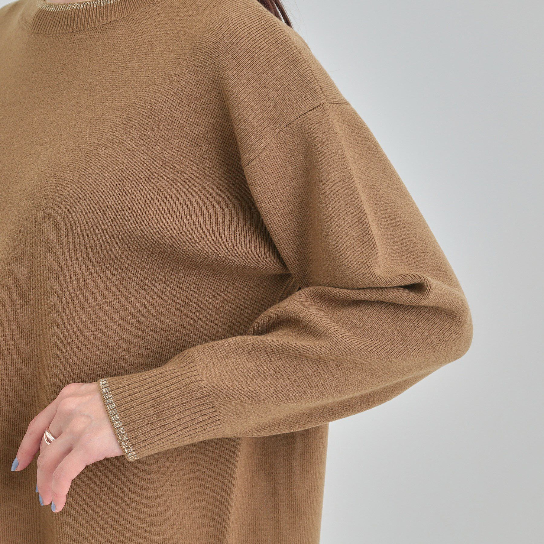 SHOO･LA･RUE「【洗濯機可/セットアップ可/毛玉になりにくい】ラメ使いで女性らしさをプラス クルーネックニット」|ニット・セーター|