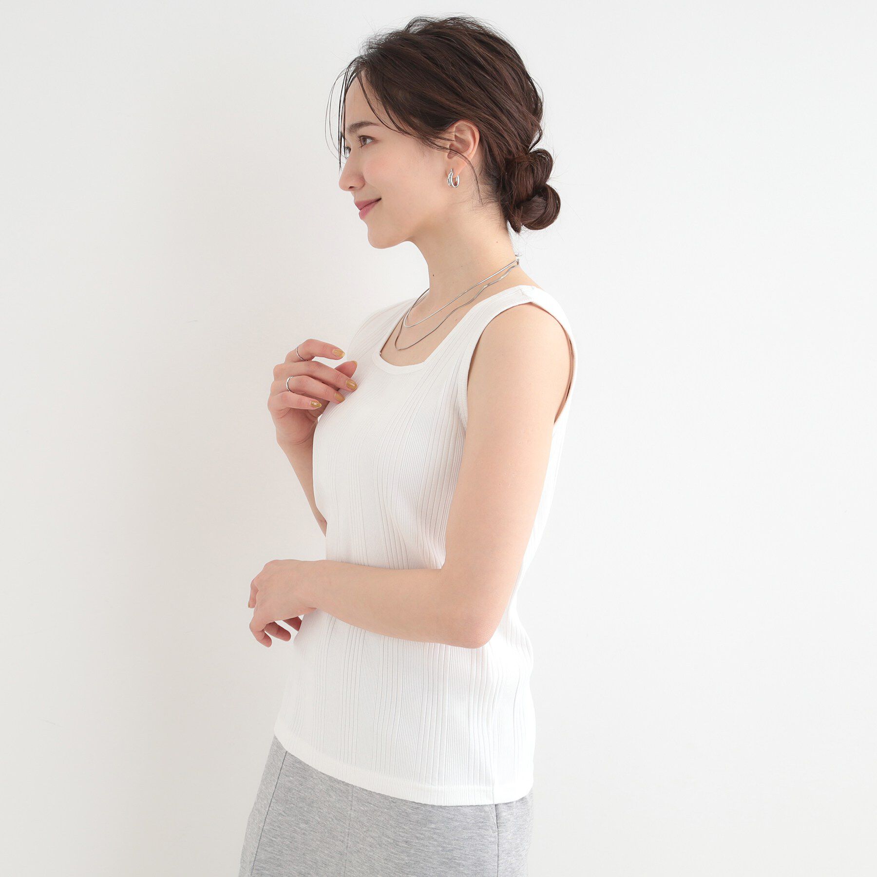 SHOO･LA･RUE「【前後2WAY/S-LL】毎日のお供に ランダムテレコタンクトップ」|キャミソール|