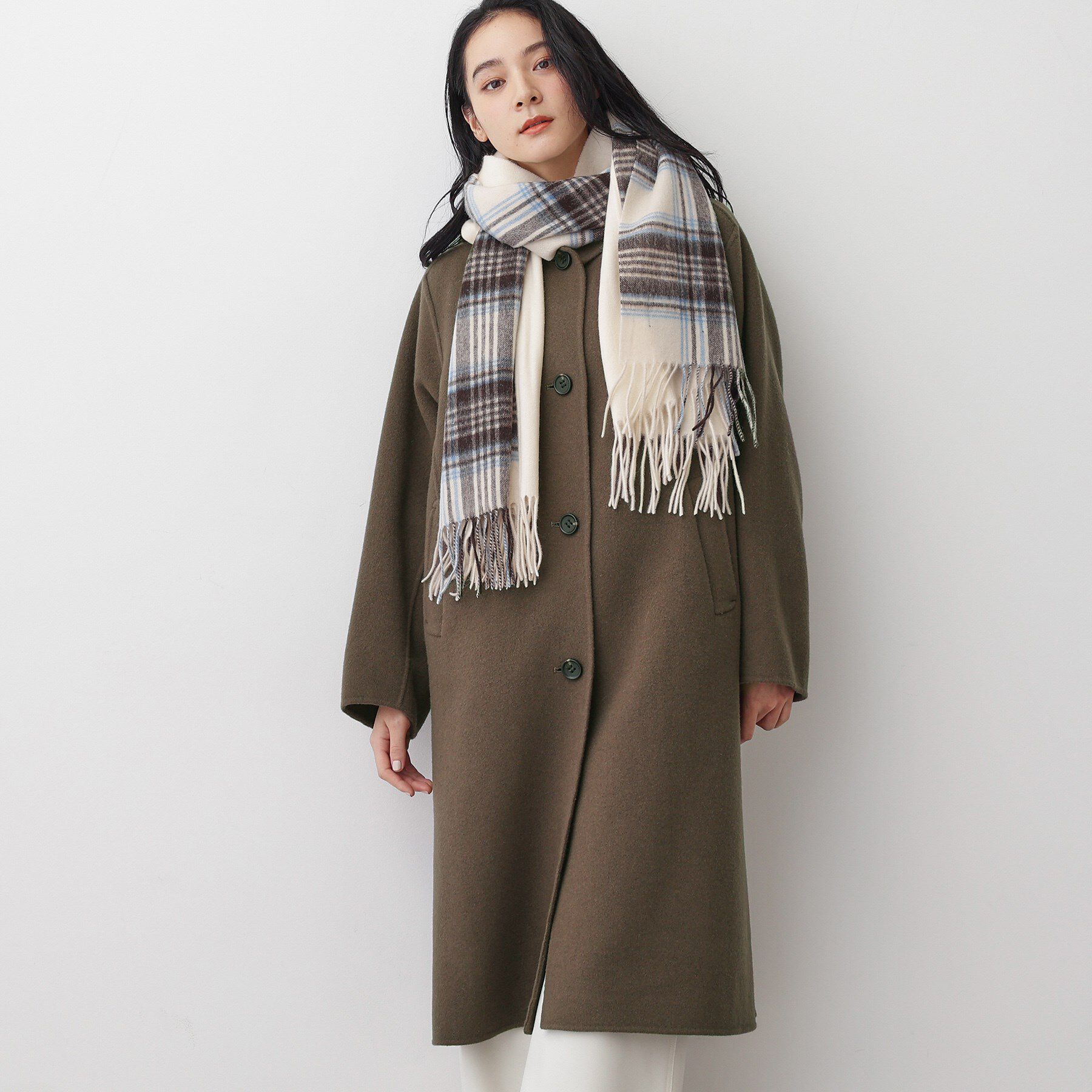 Dessin「【洗える】ウール混リバーメルトンロングコート」|ステンカラーコート|