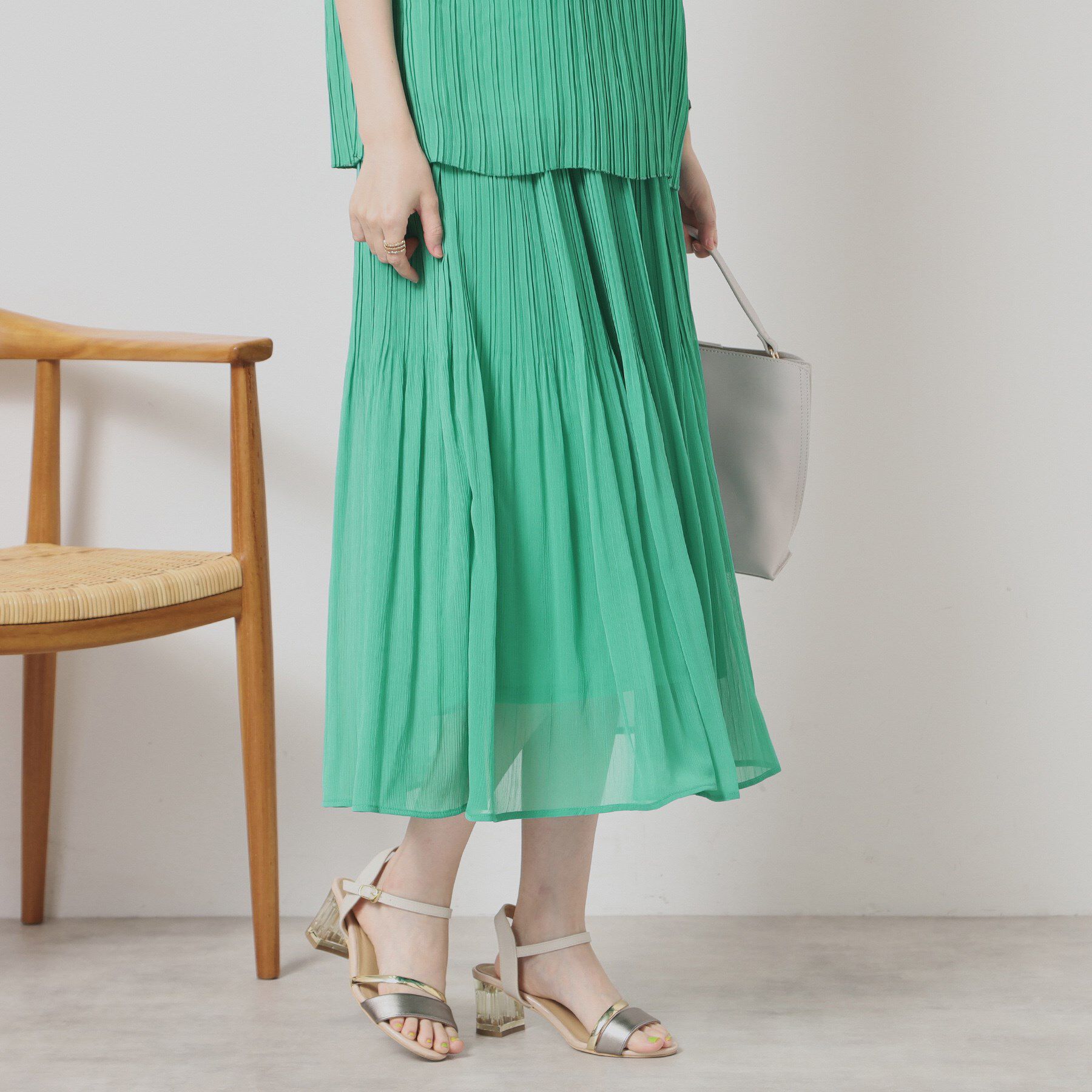 ITS&rsquo;DEMO「【手洗い可／ウエストゴム】楊柳プリーツスカート」|スカート|