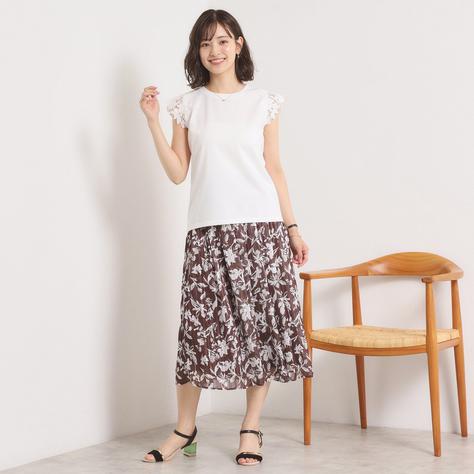 ITS&rsquo;DEMO「【手洗い可】袖レースポンチプルオーバー」|Tシャツ・カットソー|