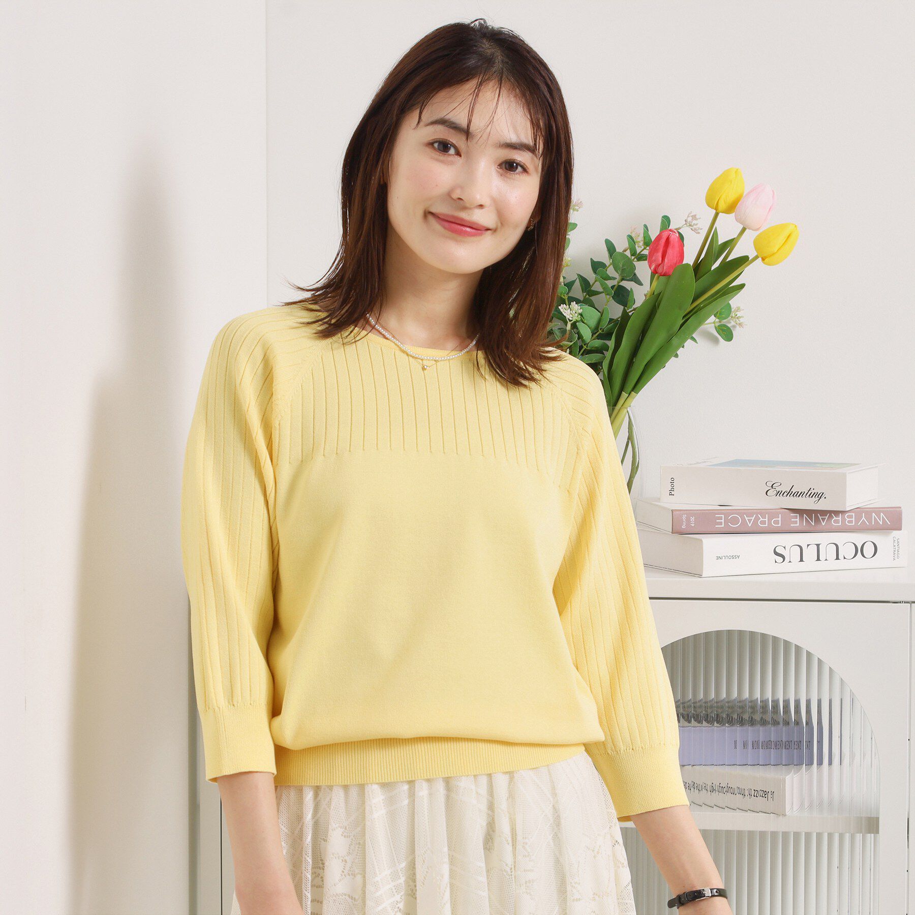 ITS&rsquo;DEMO「【繰り返し洗える／毛玉防止／洗濯機OK】タフニット リブ切替ニットプルオーバー」|ニット・セーター|