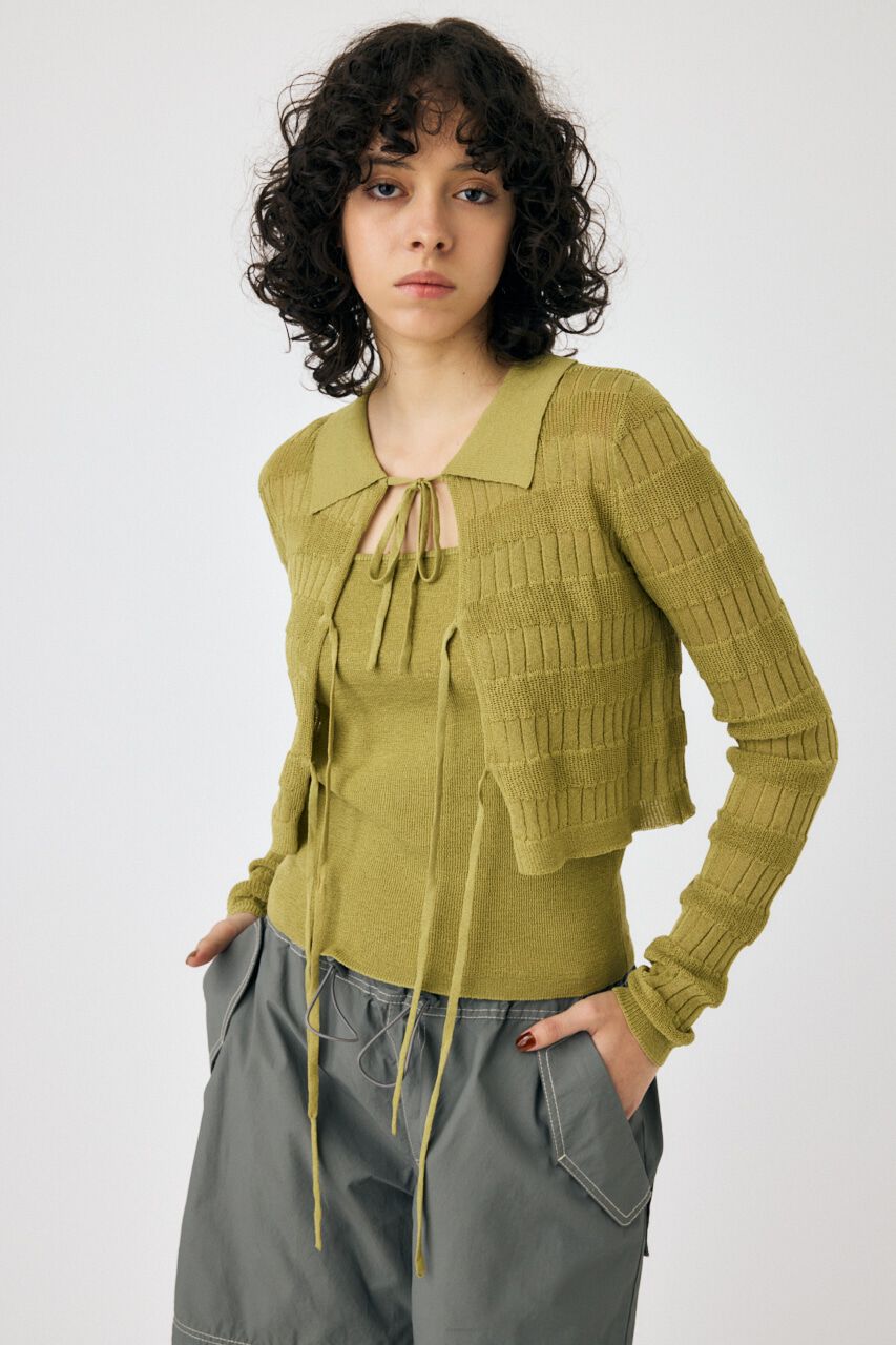 MOUSSY「KNIT キャミ & RIBBON シャツセット」|シャツ・ブラウス|