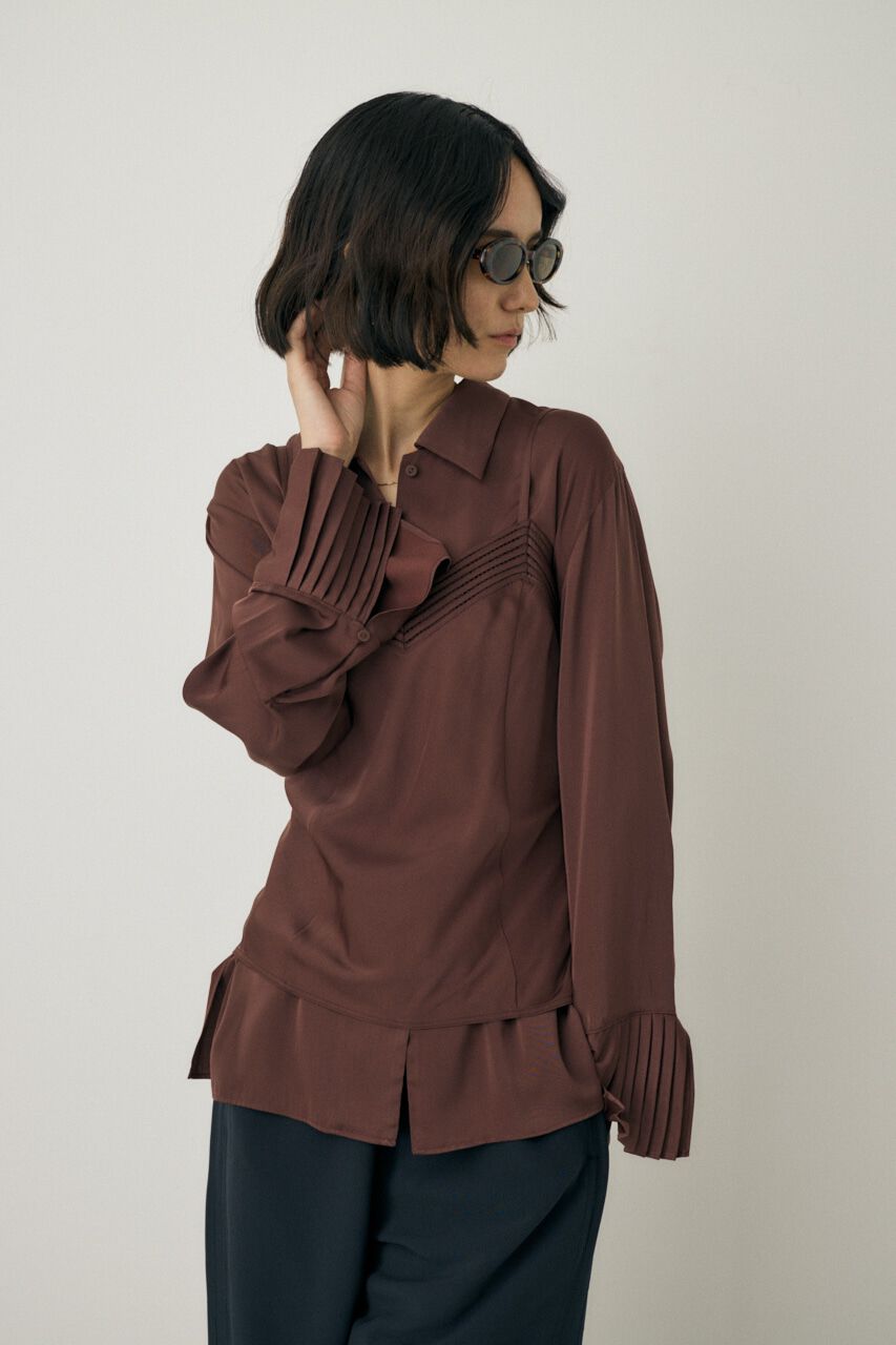 MOUSSY「サテンシャツ　リサイクルポリエステル&times;レーヨン素材」|シャツ・ブラウス|