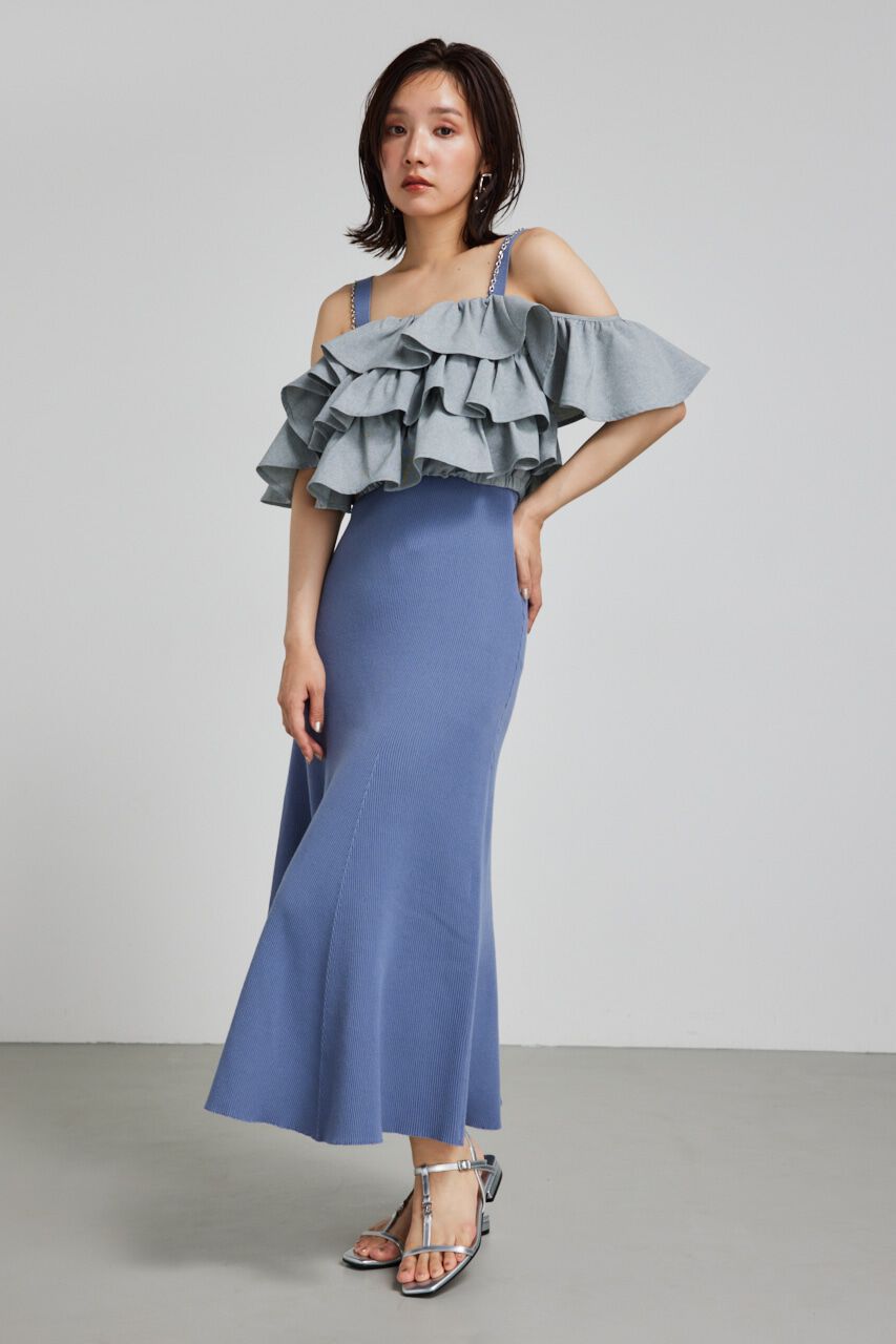 rienda「バストギャザーホルターマーメイドワンピース」|ワンピース|