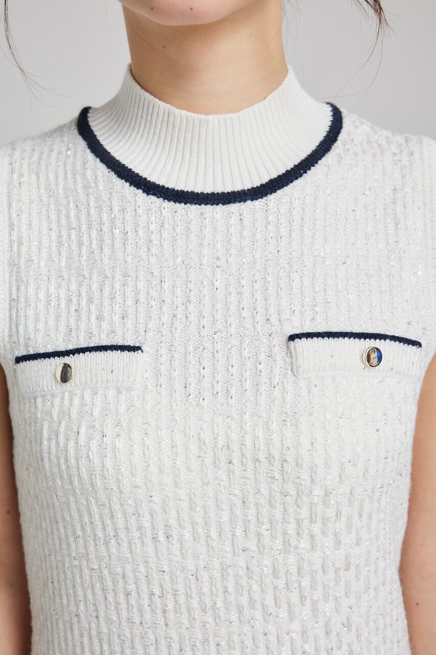 rienda「シャイニーツイードモックネックニットOP」|ワンピース|