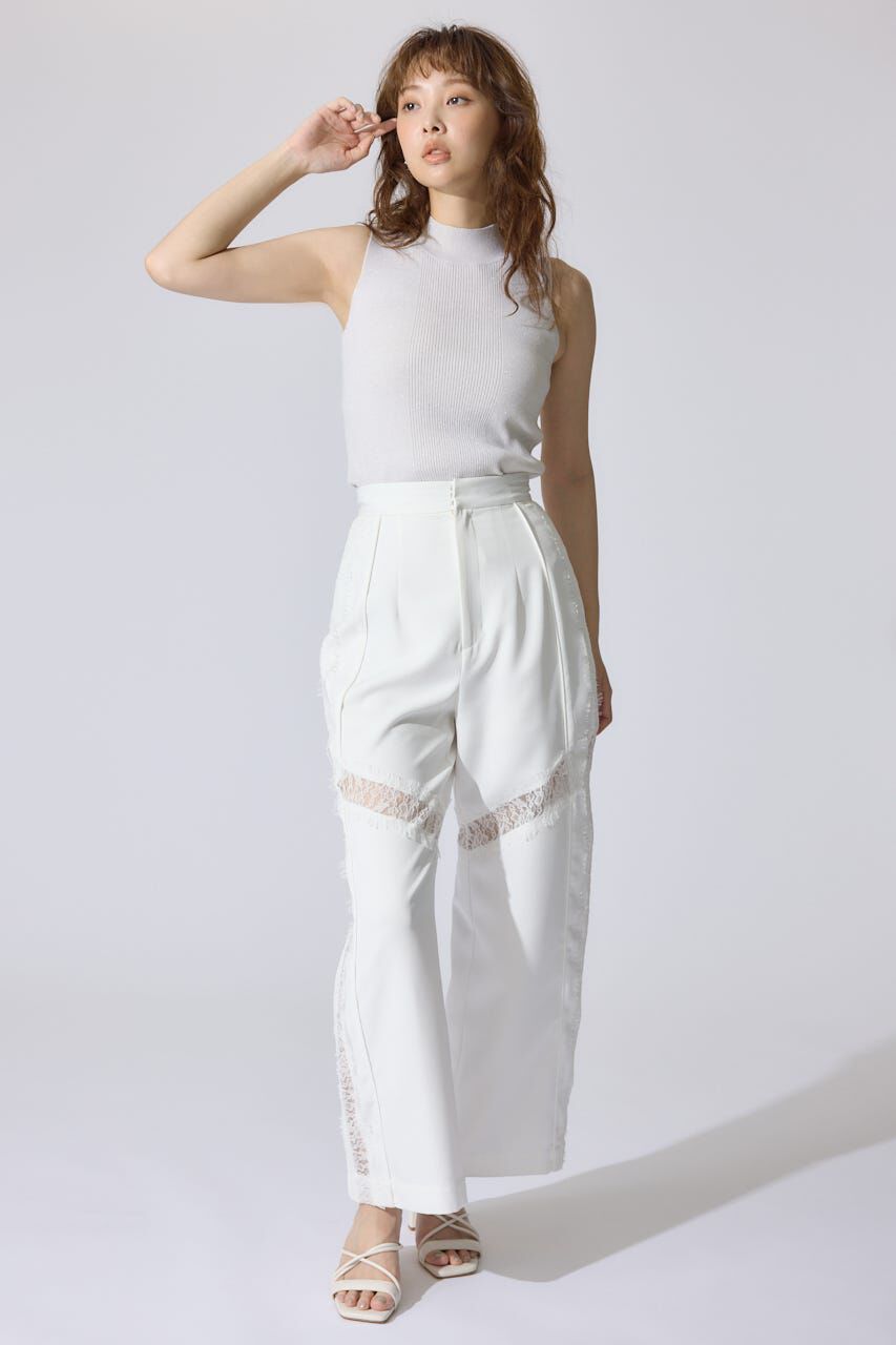 rienda「レースコンビジャストウエストストレートパンツ」|その他|