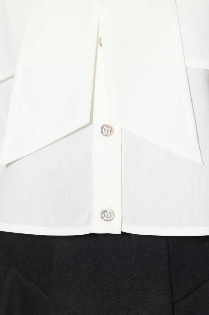 rienda「ビジューボタンボウタイシャツトップス」|シャツ・ブラウス|