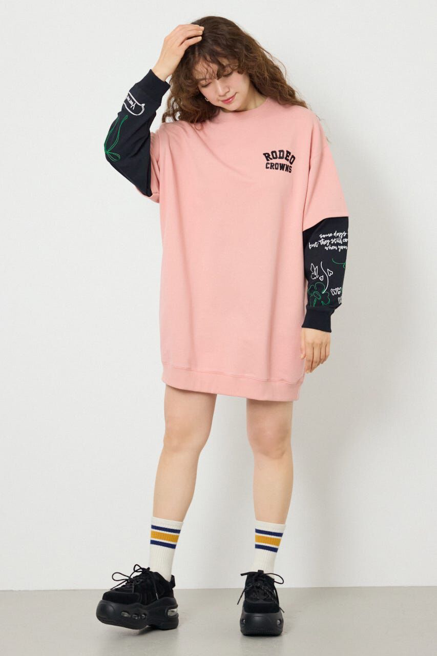 RODEO CROWNS「フェイクレイヤードフラワーロゴワンピース」|ワンピース|