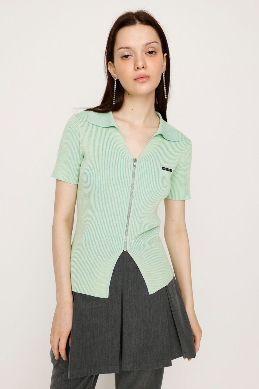 SLY「DUAL COLOR FRONT ZIP KNIT トップス」|ニット・セーター|