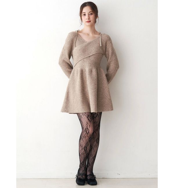 CALNAMUR「クロスデザインニットミニワンピース」|ワンピース|