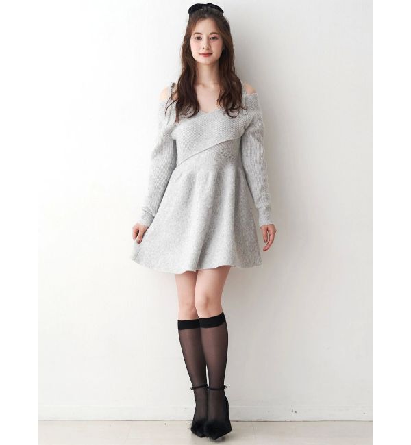 CALNAMUR「クロスデザインニットミニワンピース」|ワンピース|