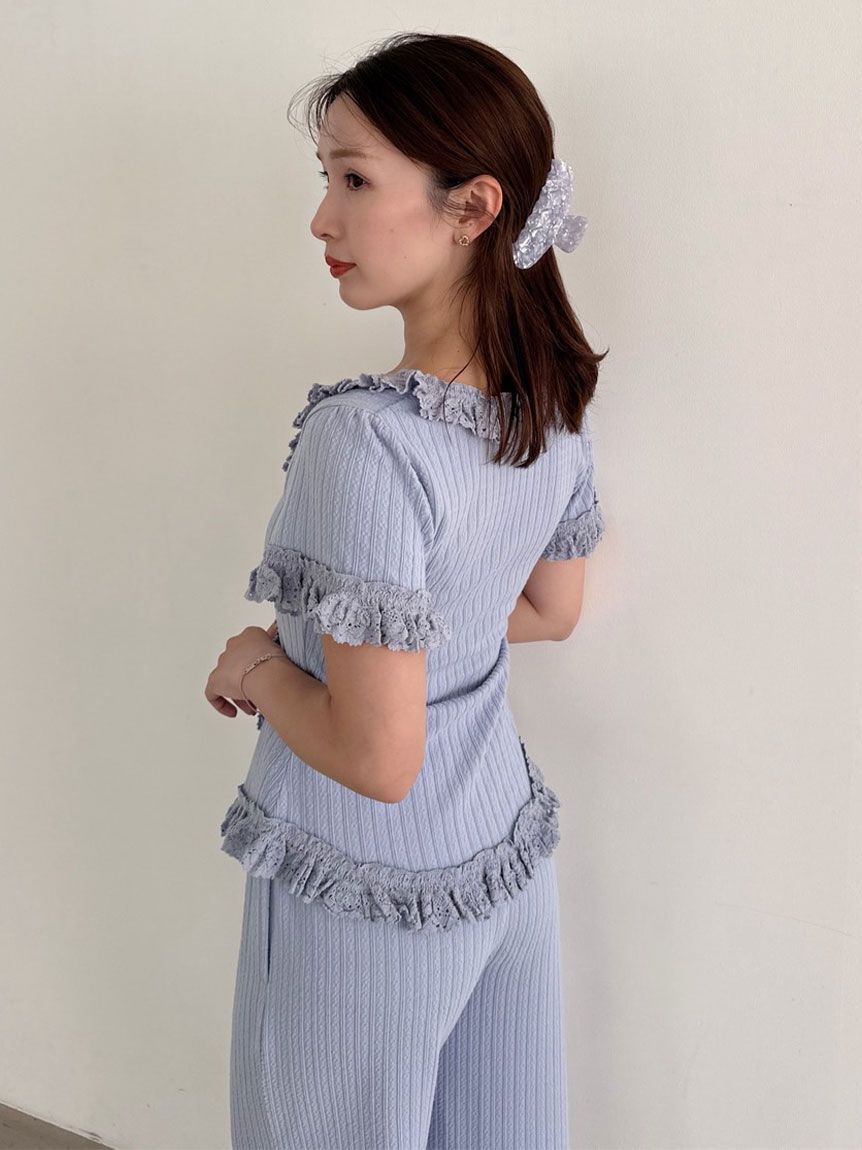 SNIDEL HOME「フリルレースカットプルオーバー」|ルームウェア|