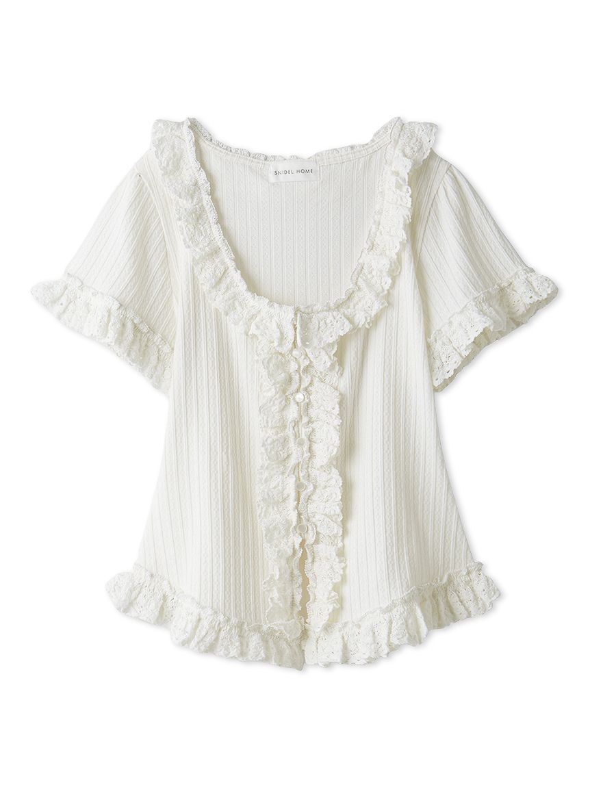 SNIDEL HOME「フリルレースカットプルオーバー」|ルームウェア|