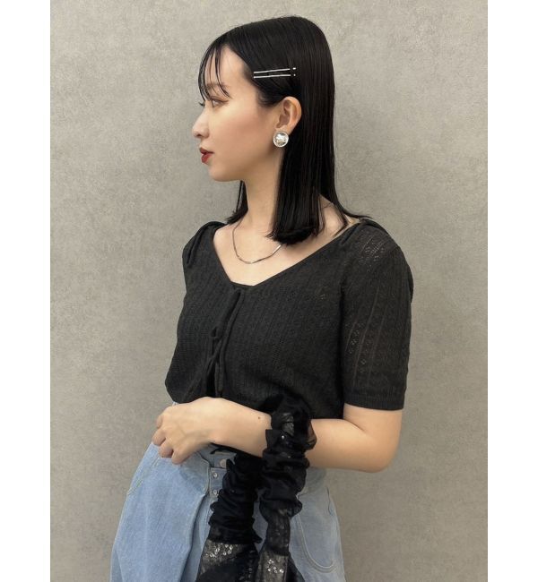 dazzlin「フロントリボンクロシェニットSET」|ニット・セーター|