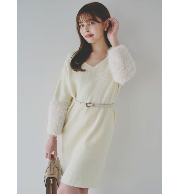 dazzlin「ボリュームファースリーブビットミニワンピース」|ワンピース|