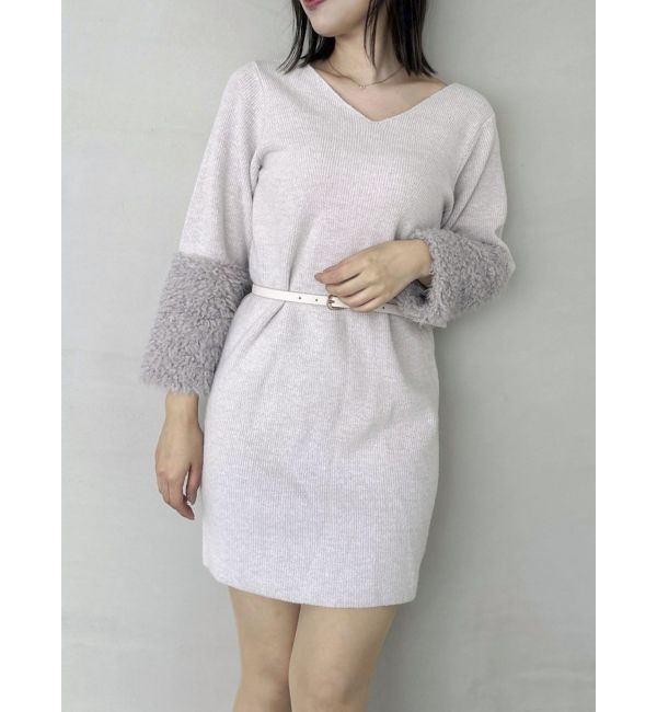 dazzlin「ボリュームファースリーブビットミニワンピース」|ワンピース|