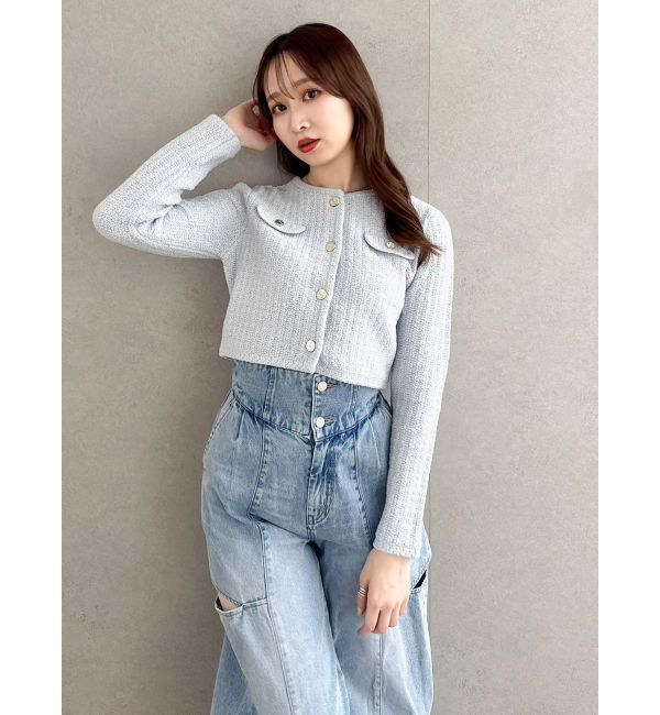 dazzlin「スプリングニットジャケット」|ノーカラージャケット|