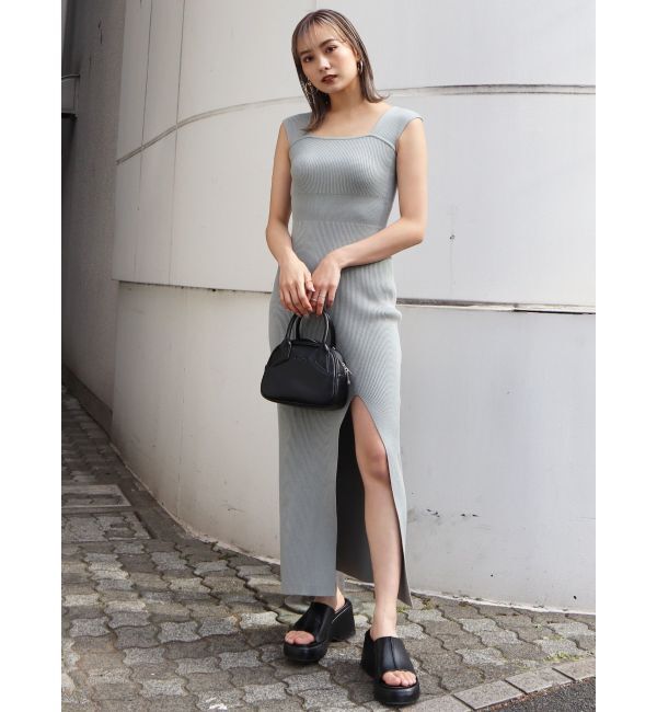 EMODA「ワイドストラップリブスリットワンピース」|ワンピース|