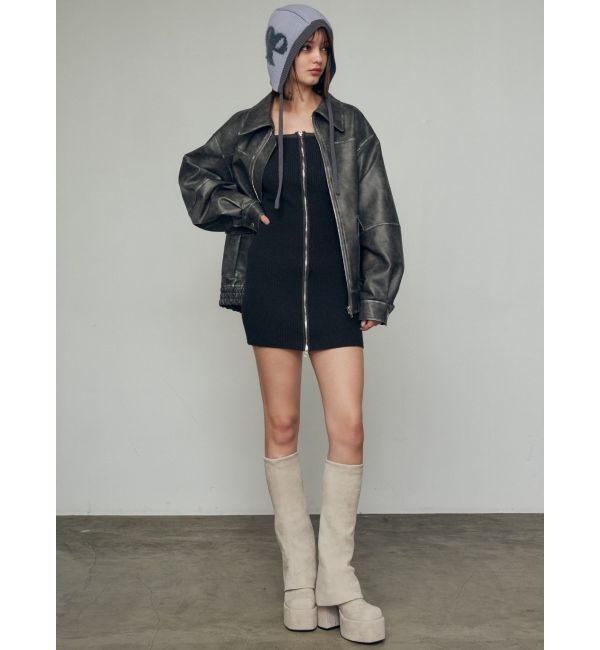 EMODA「プレーティングリブジップワンピース」|ワンピース|