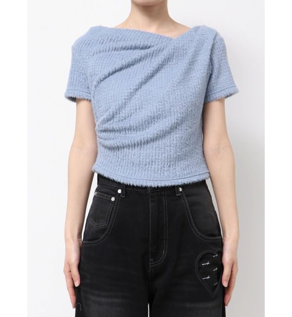 EMODA「テクスチャードレープトップ」|Tシャツ・カットソー|ブルー