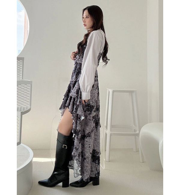 MERCURYDUO「シャツドッキングコルセットアシメヘムワンピース」|ワンピース|