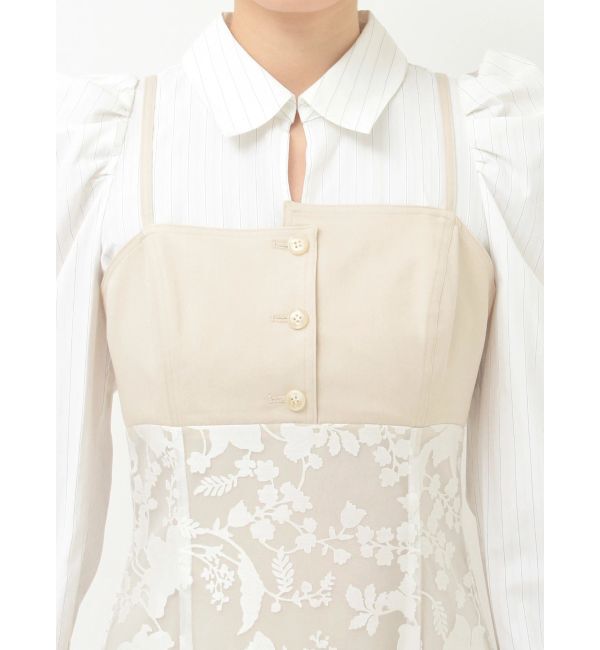 MERCURYDUO「アシメビスチェドッキングパワショルシャツワンピース」|ワンピース|