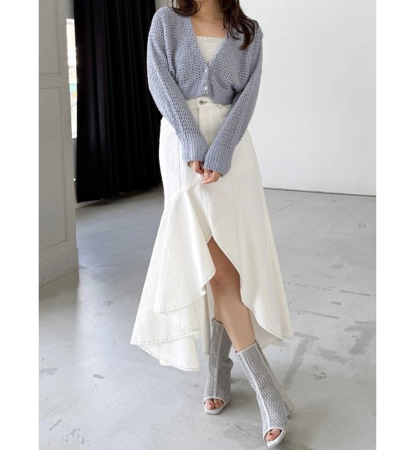 MERCURYDUO「デニムイレギュラーヘムフレアスカート」|スカート|