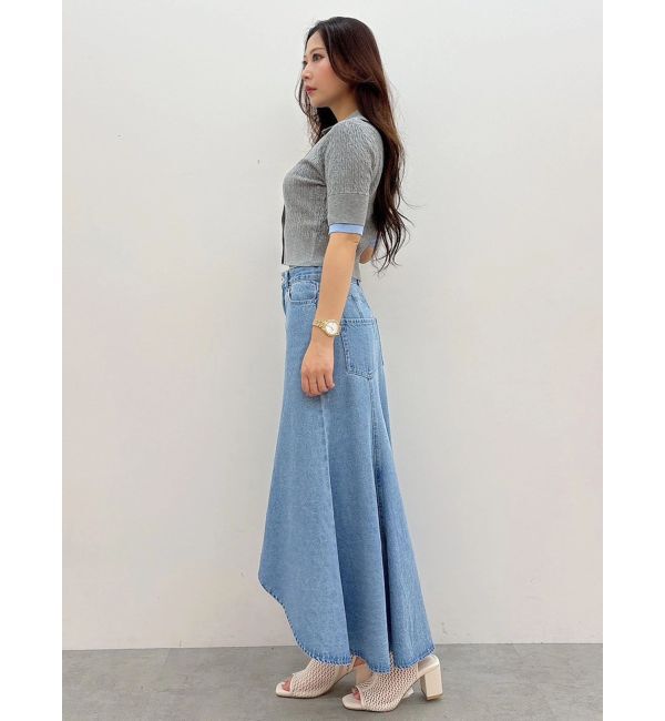 MERCURYDUO「デニムイレギュラーヘムフレアスカート」|スカート|