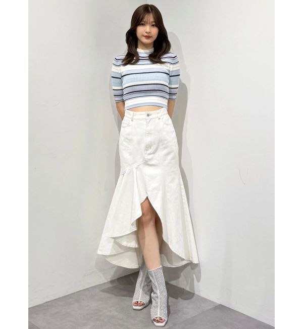 MERCURYDUO「デニムイレギュラーヘムフレアスカート」|スカート|