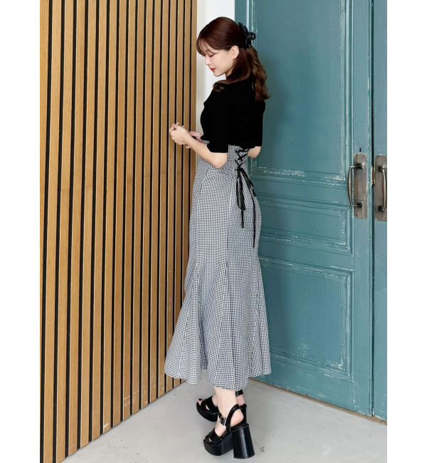 MERCURYDUO「バックレースアップストレッチマーメイドスカート」|スカート|