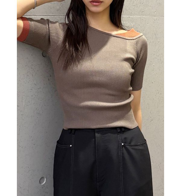 MURUA「レイヤードワンショルハーフニット」|ニット・セーター|モカ