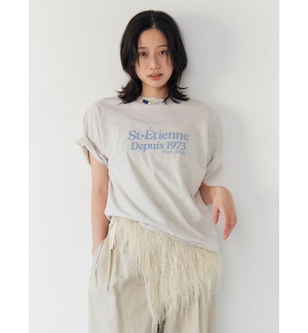 Ungrid「ミニスラブビッグシルエットロゴTee」|Tシャツ・カットソー|ライトグレー