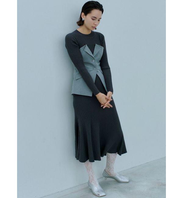 LAGUNAMOON「ボタンジレドッキングニットワンピース」|ワンピース|