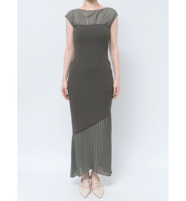 LAGUNAMOON「シフォンプリーツニットドッキングワンピース」|ワンピース|