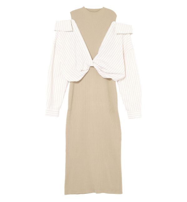 LAGUNAMOON「シャツドッキングリブニットワンピース」|ワンピース|