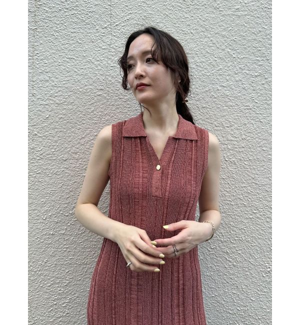 LAGUNAMOON「【追加生産】シャツカラーメランジニットワンピース」|ワンピース|