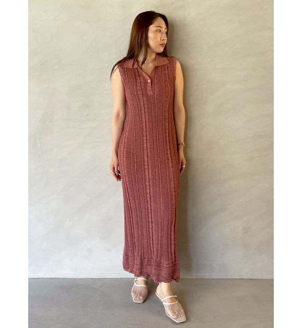 LAGUNAMOON「【追加生産】シャツカラーメランジニットワンピース」|ワンピース|