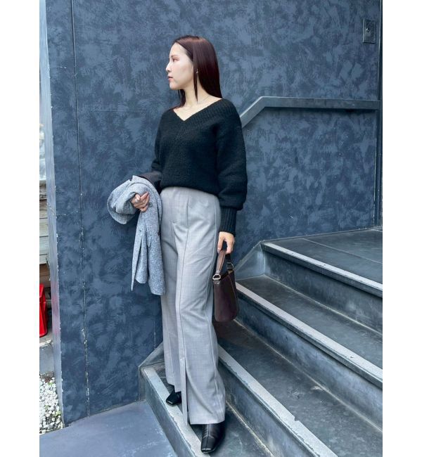 LAGUNAMOON「【WEB限定】Vネックカラーショートニットプルオーバー」|ニット・セーター|