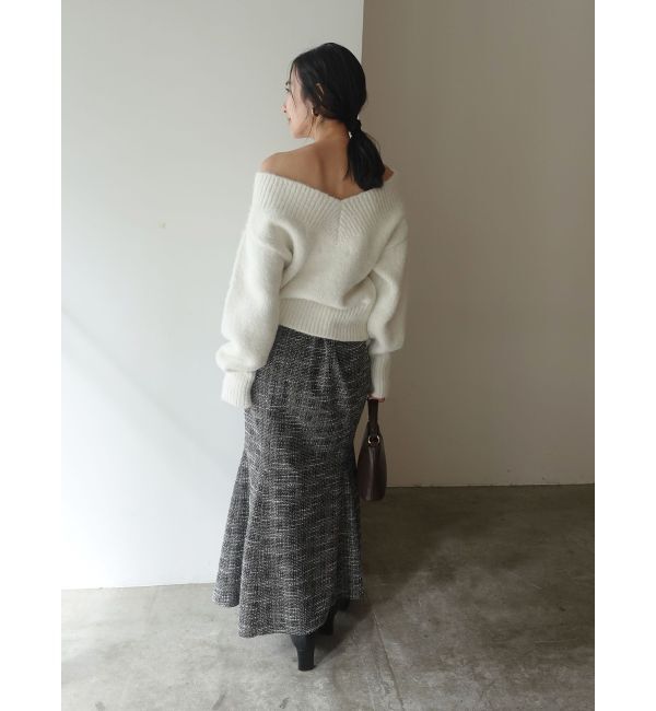 LAGUNAMOON「【WEB限定】Vネックカラーショートニットプルオーバー」|ニット・セーター|