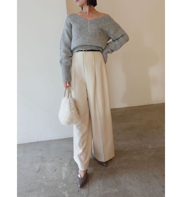 LAGUNAMOON「【WEB限定】Vネックカラーショートニットプルオーバー」|ニット・セーター|